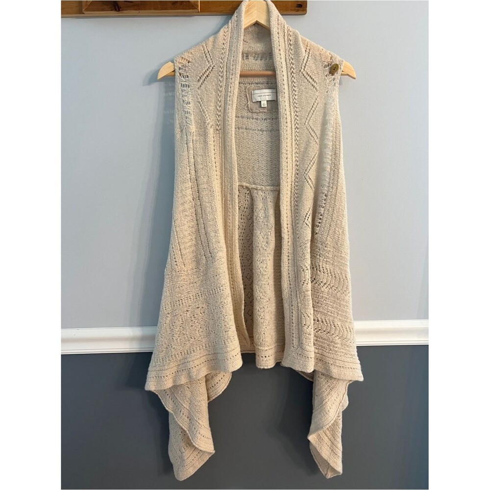 Angel of the North Anthropologie Knit Boho Festival Vest Cardigan Cream Size M/L